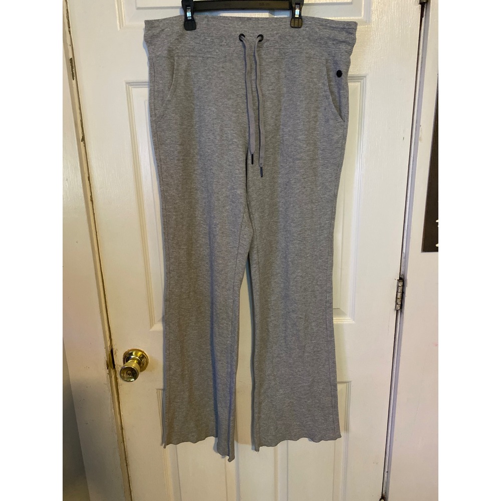 Calvin Klein Performance Gray Waffle Knit Wide Leg Lounge Pants XL Stretch